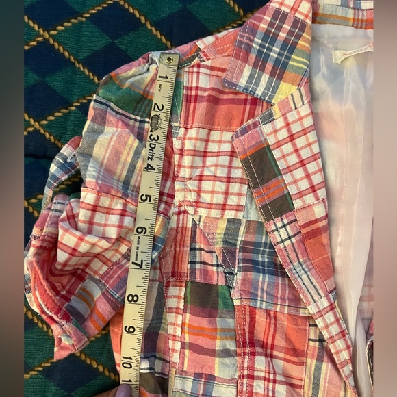 Juniors Plaid Pink Multicolored Small Shrug Jacket - Picture 10 of 10